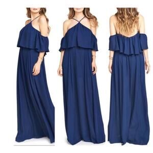 Show me your mumu teal halter Rebecca off the shoulder maxi dress size small